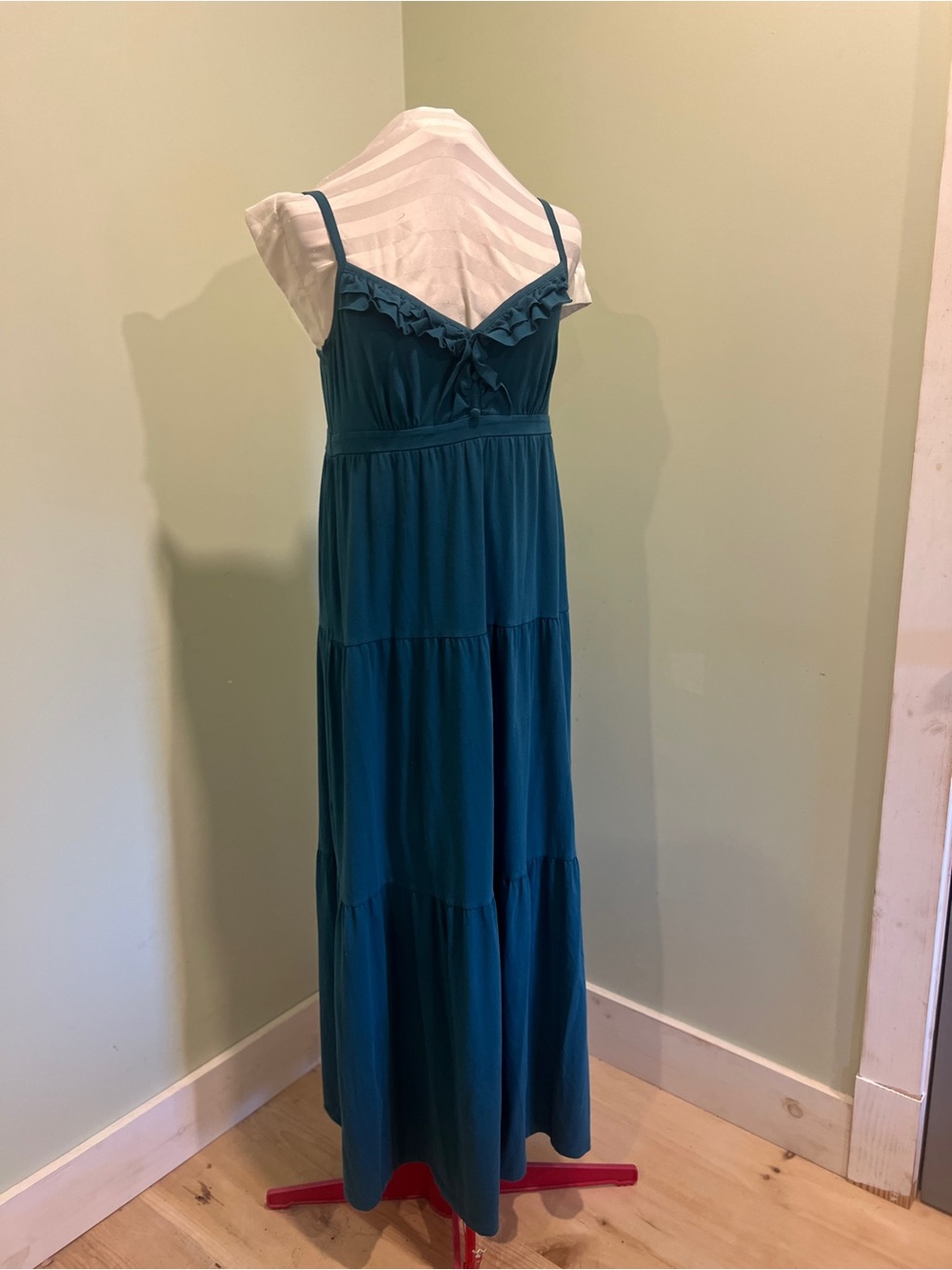 LOFT Teal Tiered Maxi with Ruffle Detail